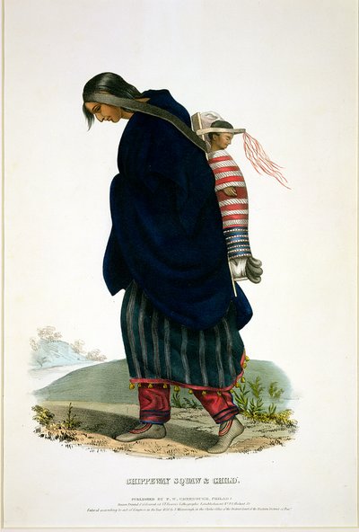 Mujer chippewa y niño, publicado por F.O.W. Greenough, 1838 de John T. Bowen